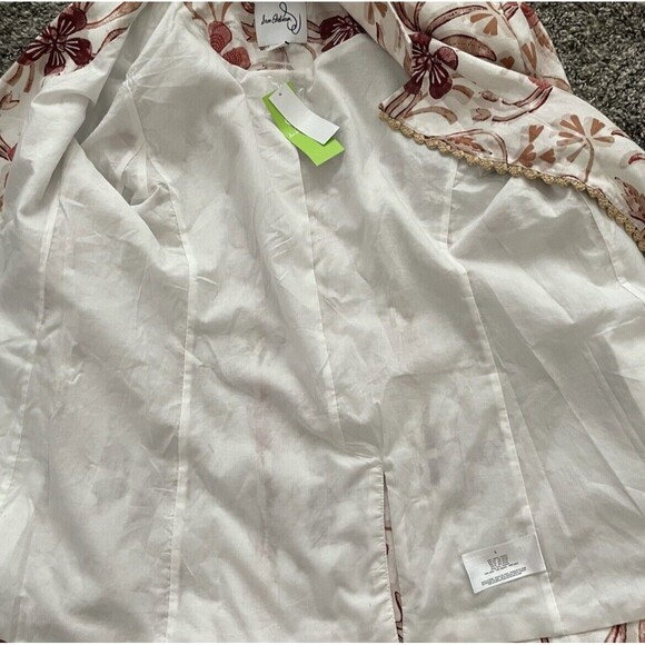Sam Edelman Enola Flora Stamp Linen Blend Single Breasted Blazer Women’s Sz L - Picture 9 of 16